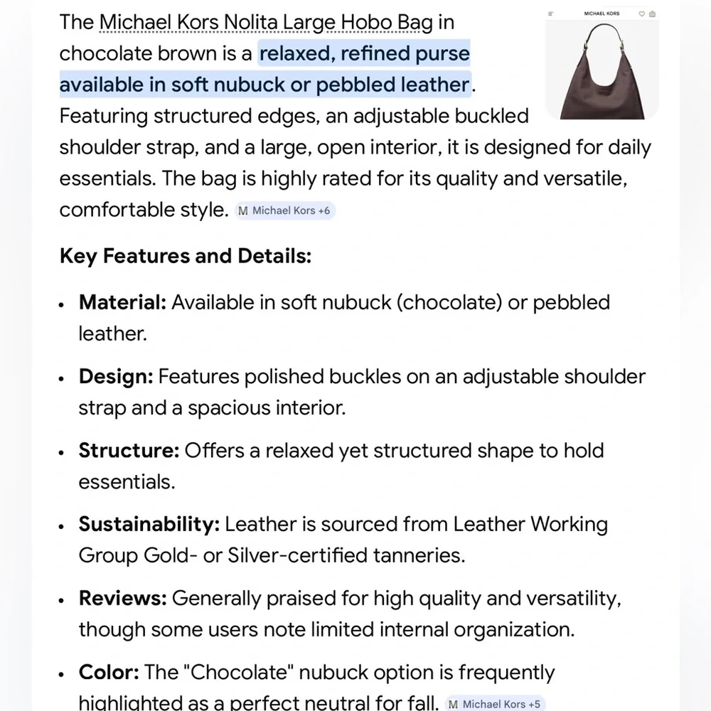 NWT Michael Kors Brown Nolita Leather Hobo Bag Large - Picture 6 of 16